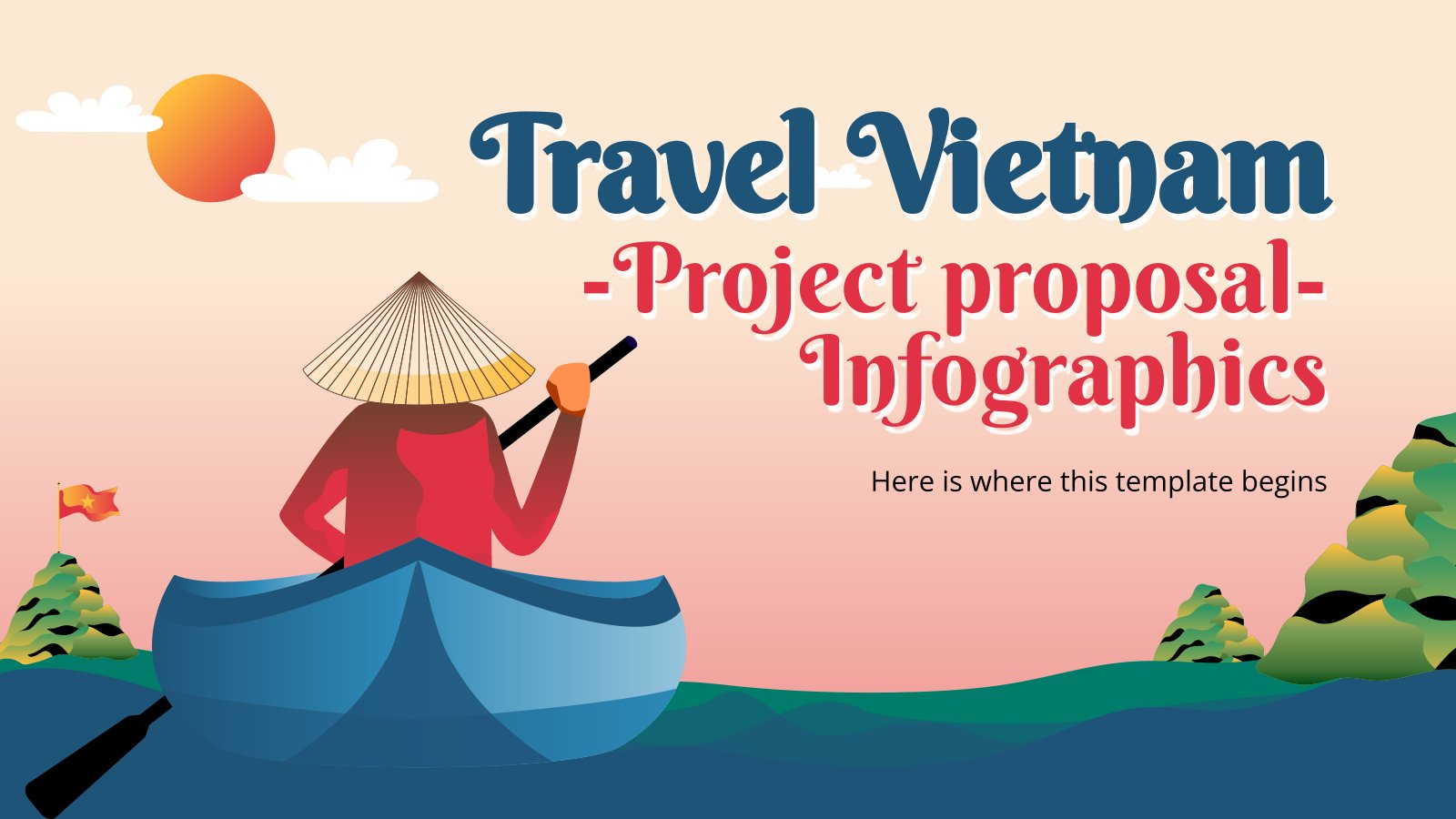 Infografiken zum Reise-Vietnam-Projektvorschlag Präsentationsvorlage