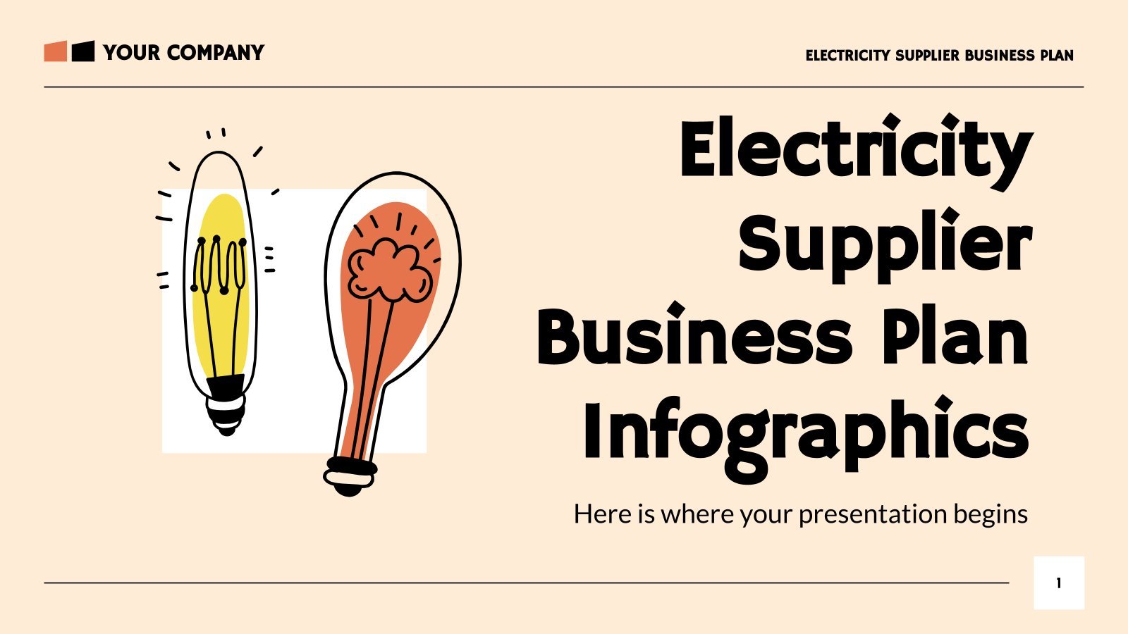 Modelo de apresentação Infográficos do plano de negócios do fornecedor de eletricidade