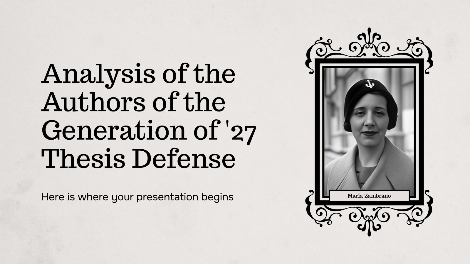 Analysis of the Authors of the Generation of '27 Thesis Defense presentation template 