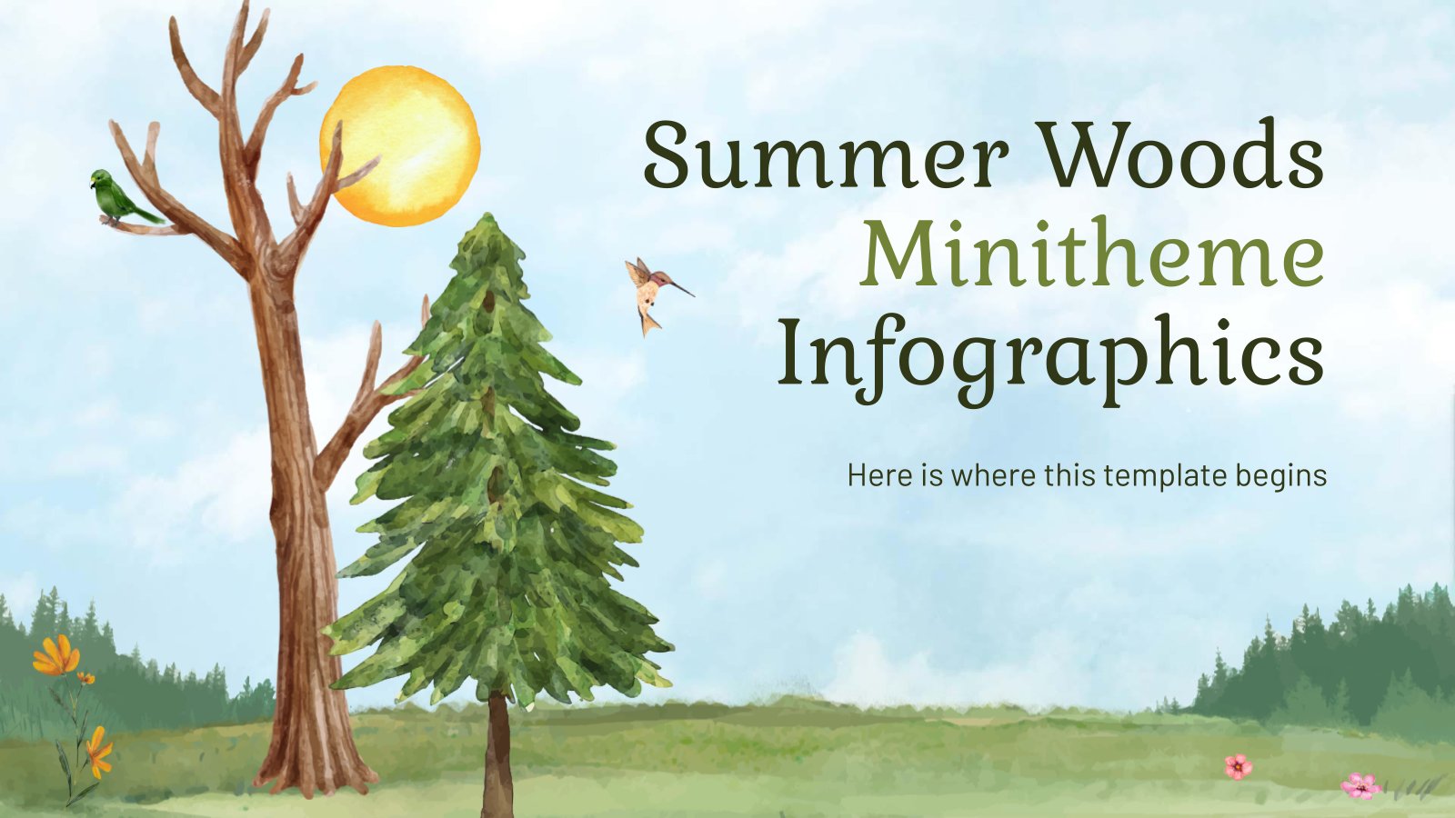 Summer Woods Minithema-Infografiken Präsentationsvorlage