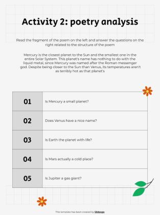 Poem Analysis 101 - Lesson and Activities for High School presentation template 