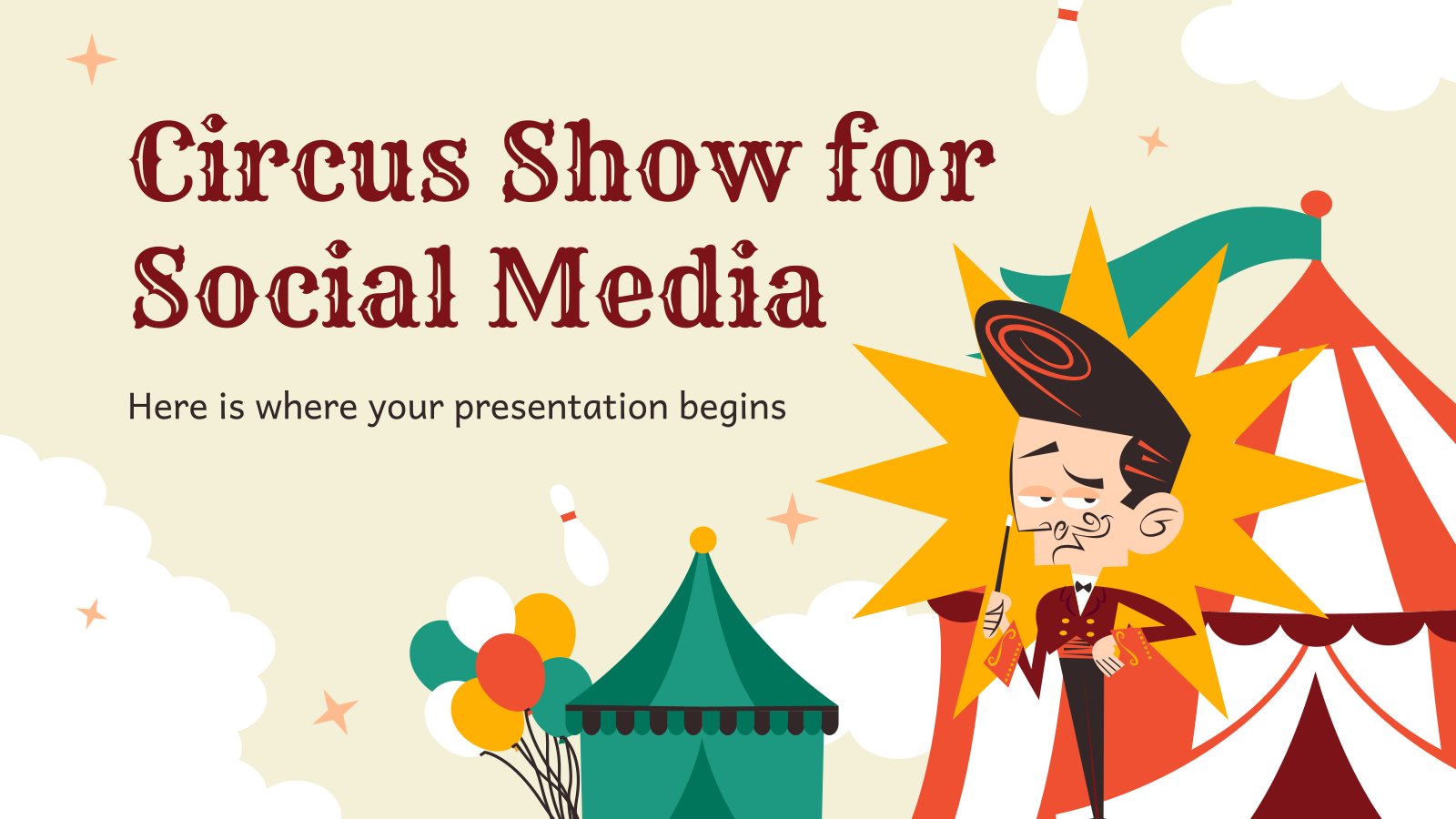 Plantilla de presentación Espectáculo de circo para redes sociales