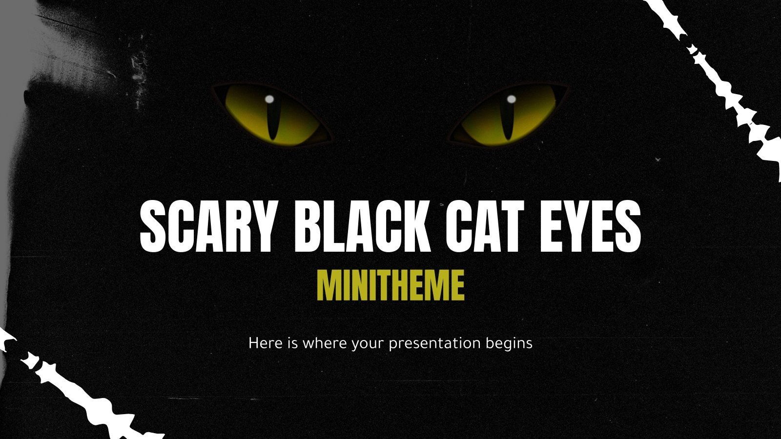 Modelo de apresentação Minitema assustador de olhos de gato preto
