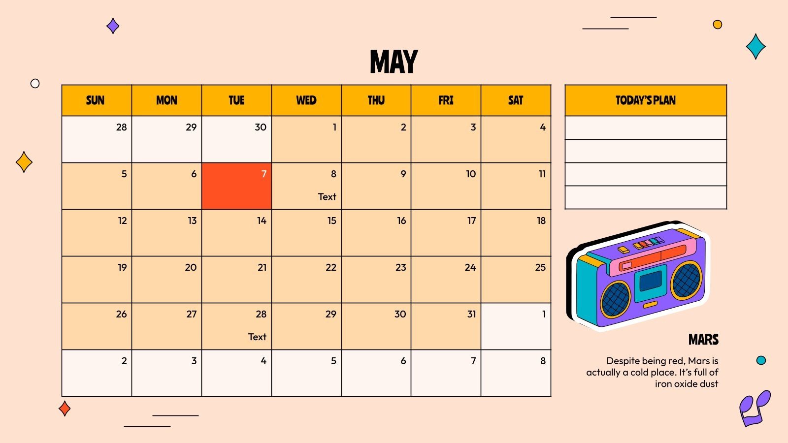 Stickers Calendar Template Presentation