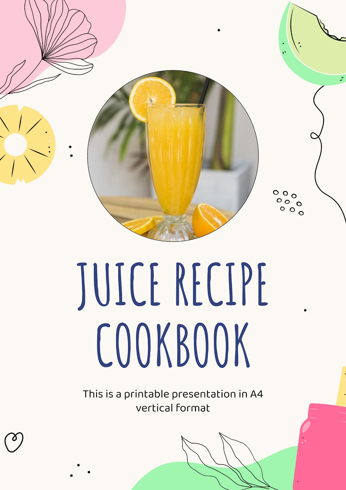 Livre de recettes de recettes de jus Modèles de présentation