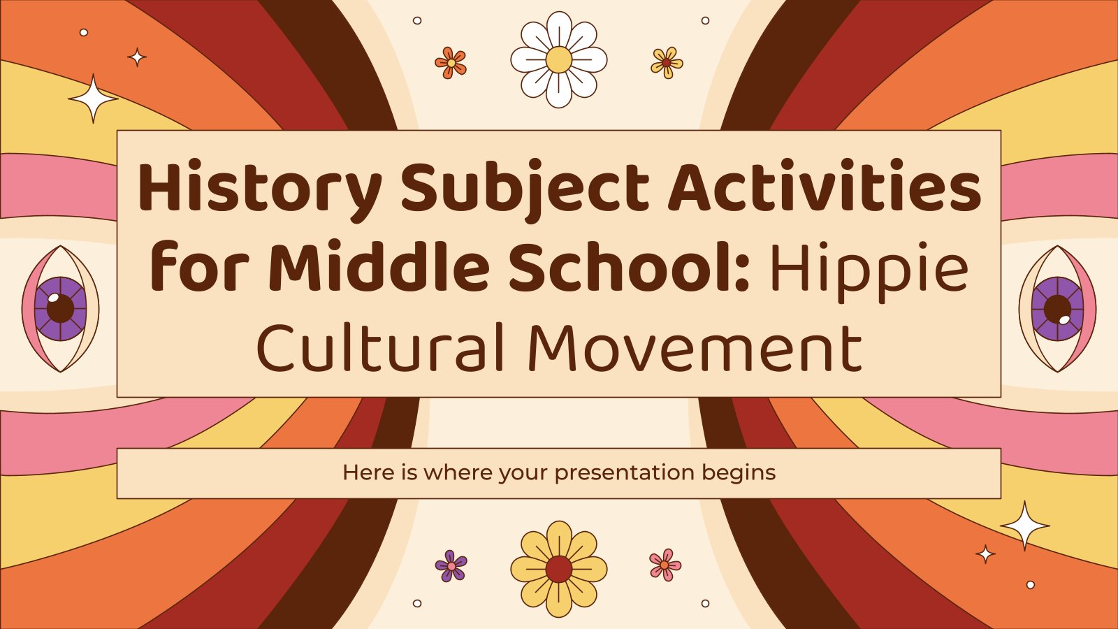 Plantilla de presentación Actividades de la asignatura de historia para la escuela secundaria: movimiento cultural hippie