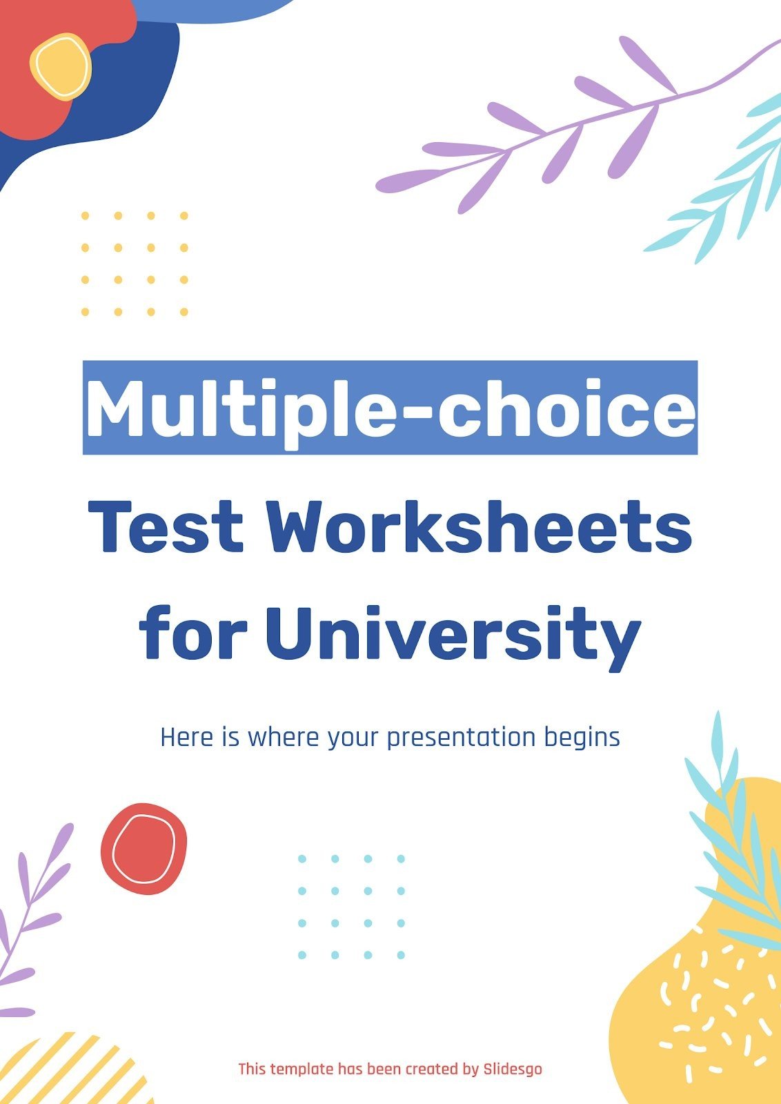 Multiple-choice Test Worksheets for University presentation template 