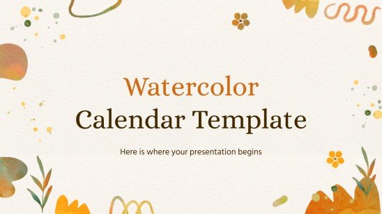 Watercolor Calendar Template Presentation