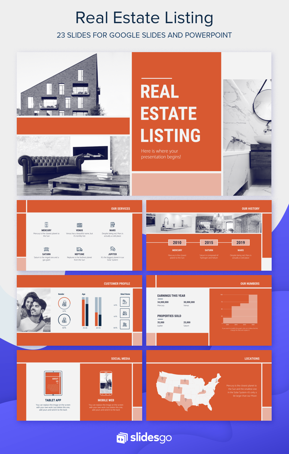 Real Estate Listing Google Slides Theme and PowerPoint Template