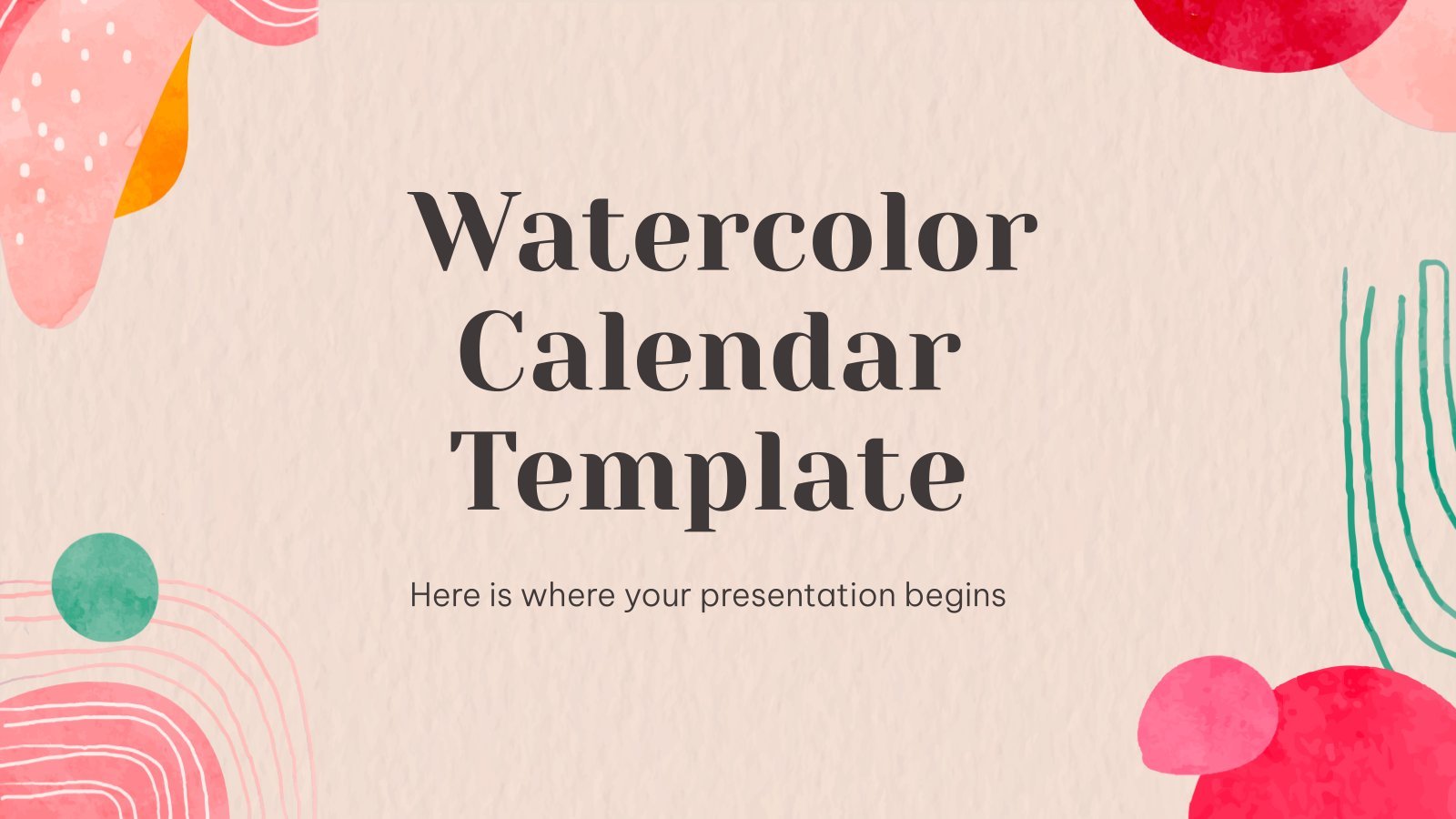 Watercolor Calendar Template presentation template 