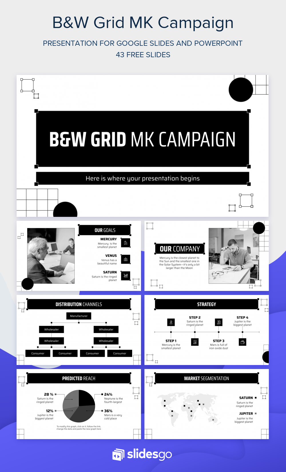B&W Grid MK Campaign | Google Slides and PowerPoint theme