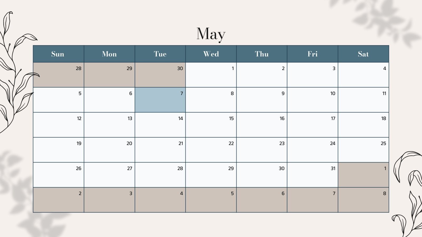 Minimalist Calendar Template Presentation
