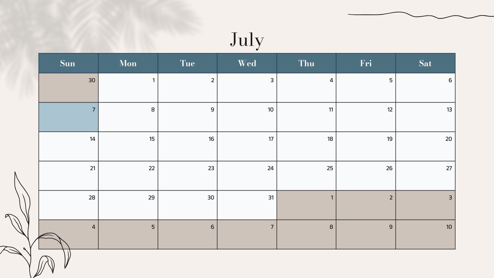 Minimalist Calendar Template Presentation