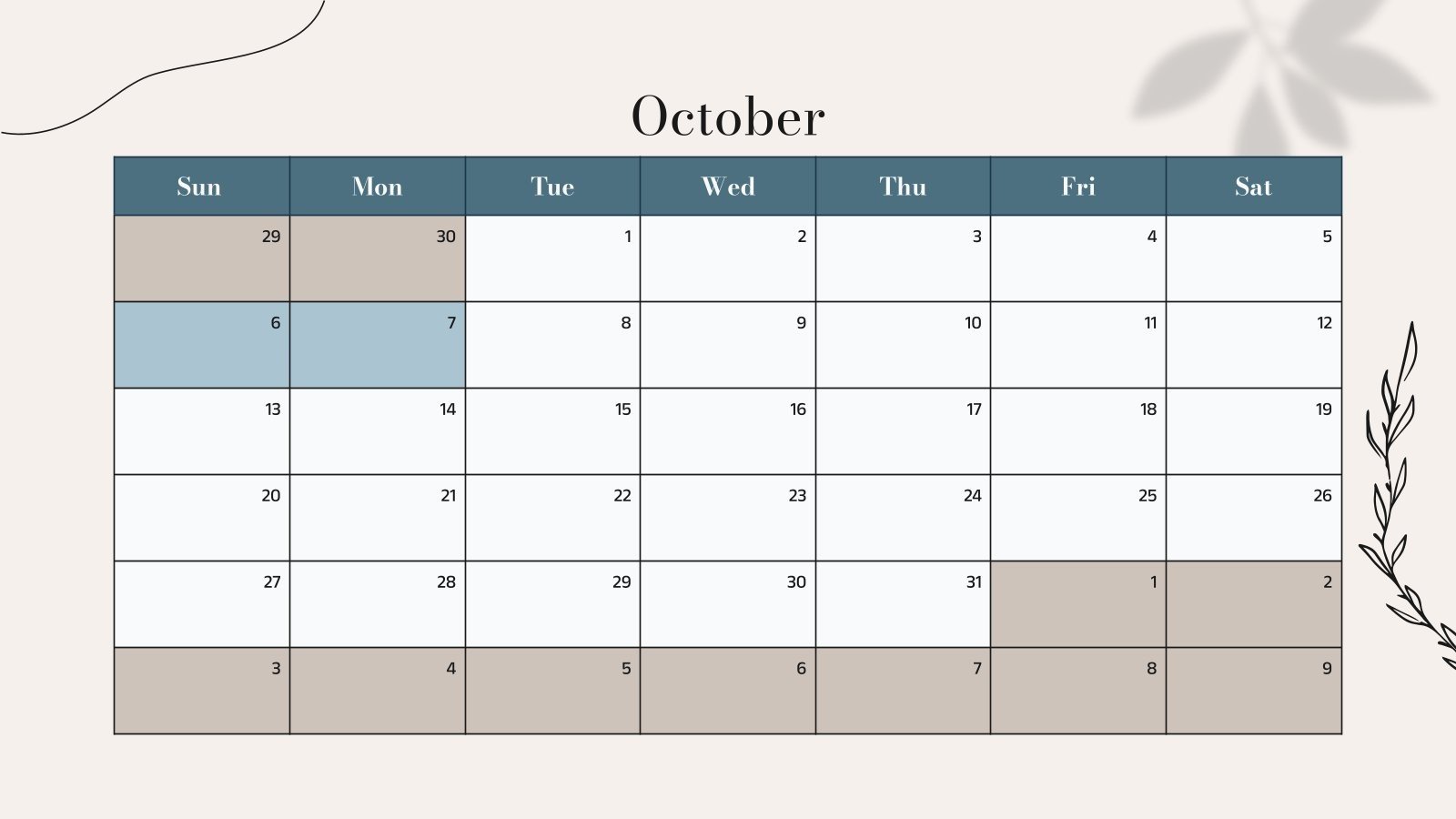 Minimalist Calendar Template Presentation