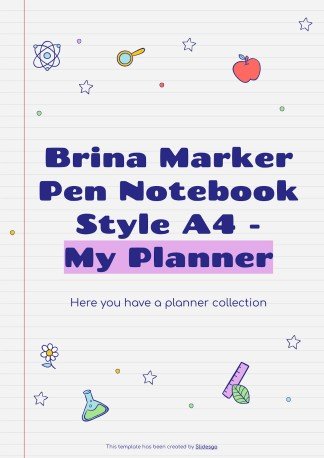 Agenda cahier de marqueur Brina - Mon agenda Modèles de présentation