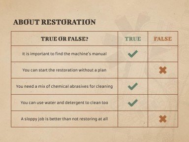 Antique Machinery Restoration Workshop presentation template 