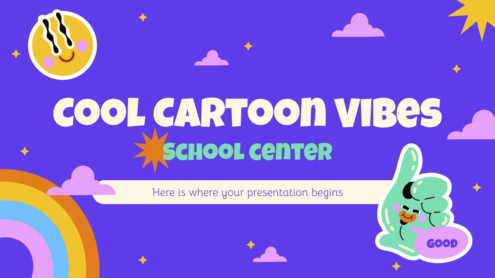 Centre scolaire Cool Cartoon Vibes Modèles de présentation