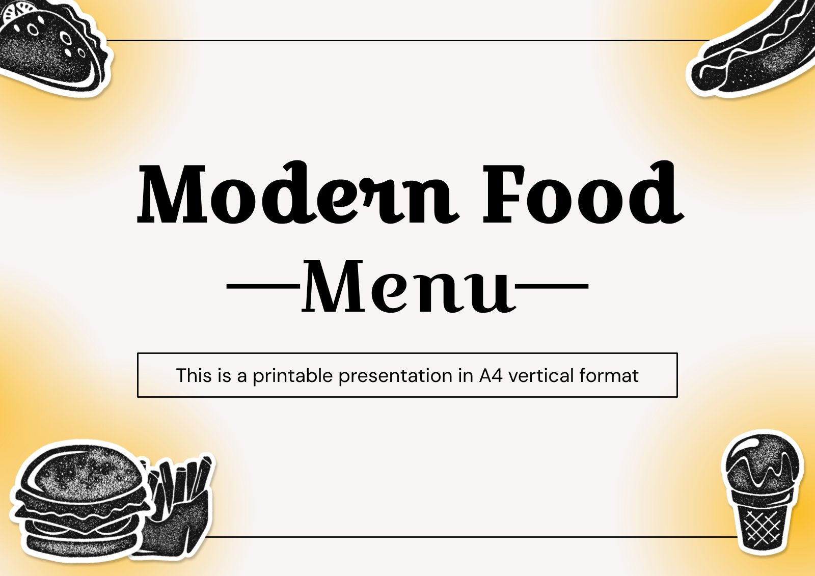 Menu de cuisine moderne Modèles de présentation