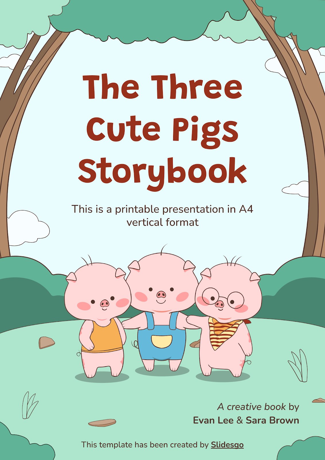 The Three Cute Pigs Storybook presentation template 
