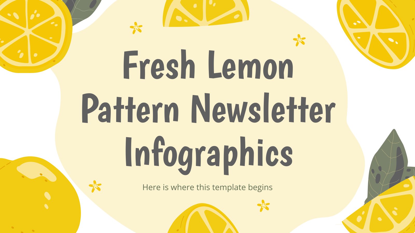 Plantilla de presentación Infografías Newsletter con patrones de limones frescos