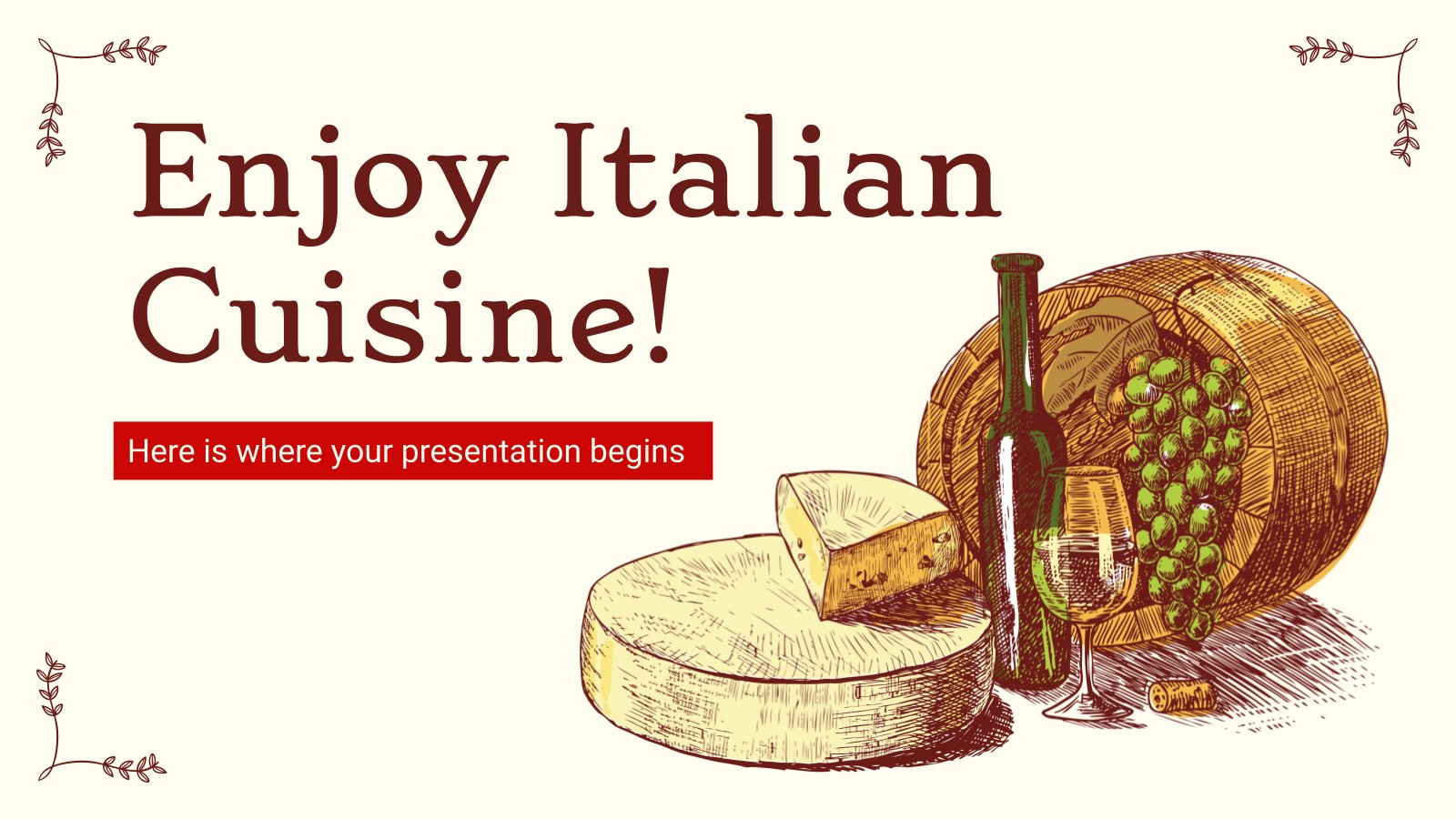 Plantilla de presentación ¡Disfruta de la cocina italiana!