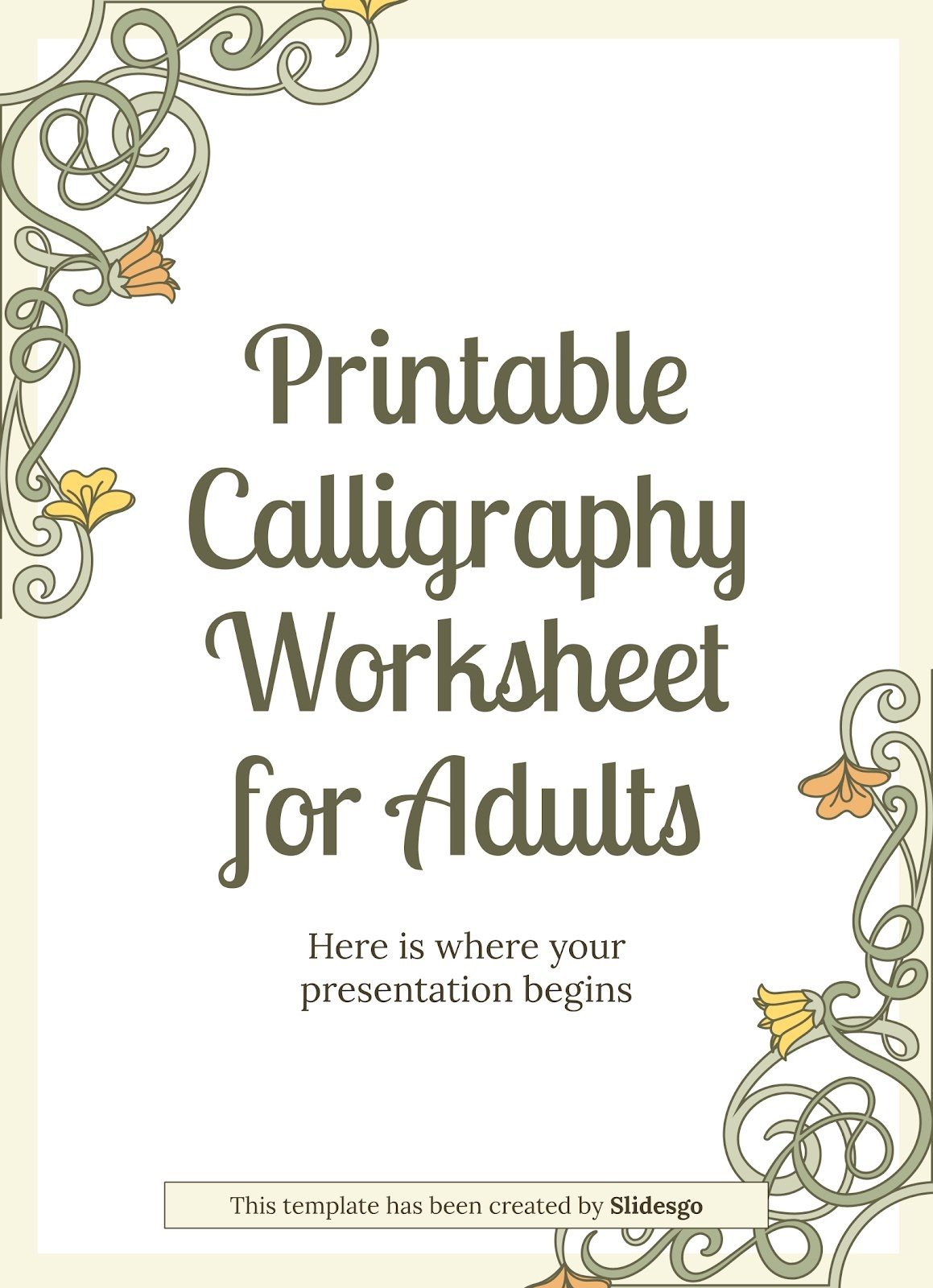 Printable Calligraphy Worksheet for Adults presentation template 
