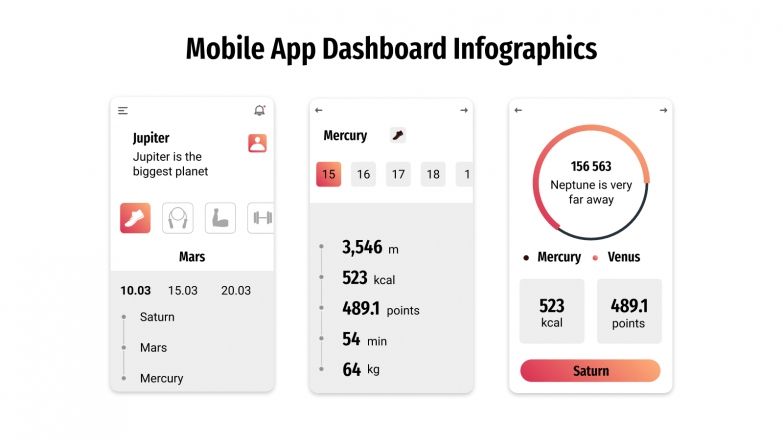 Panel App Datos Paneles de control de app para móviles | Google Slides y PPT