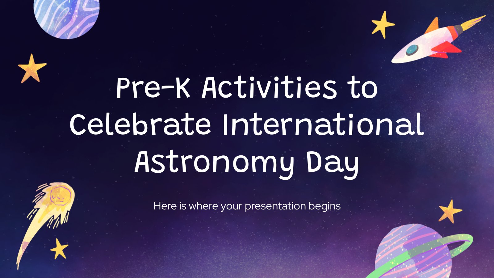 Plantilla de presentación Actividades de preescolar para celebrar el Día Internacional de la Astronomía