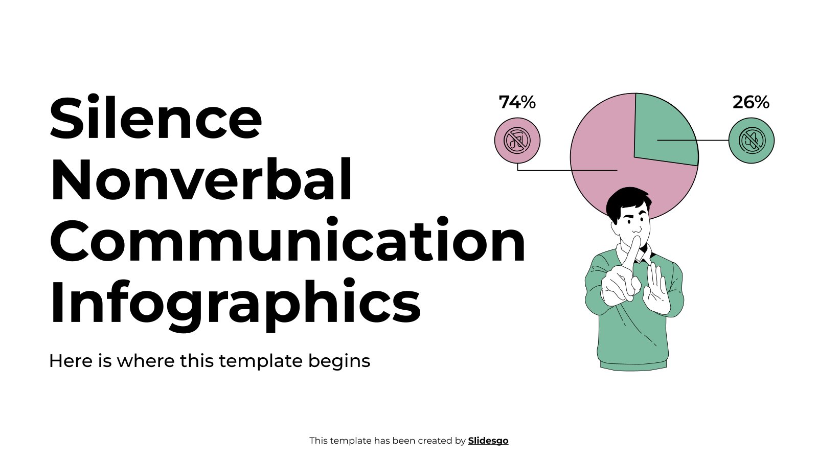 Plantilla de presentación Infografía de comunicación no verbal del silencio