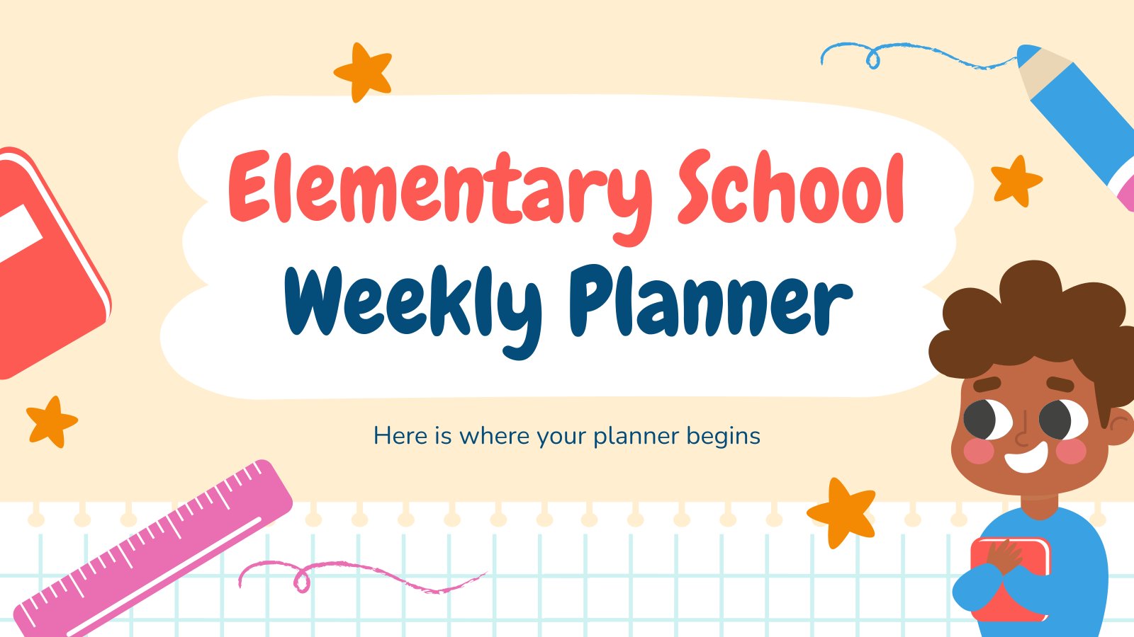 Elementary School Weekly Planner presentation template 