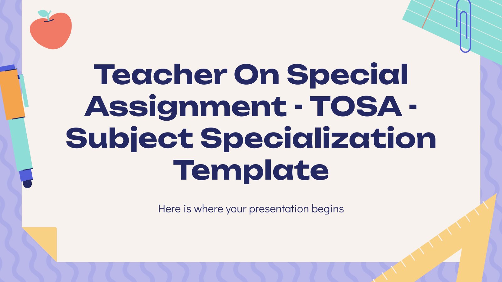 Modelo de apresentação Professor em Tarefa Especial - TOSA - Modelo de Especialização em Assunto