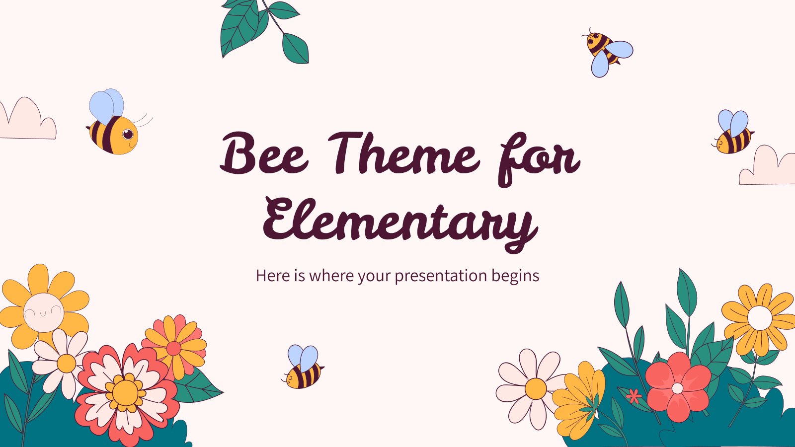 Bee Theme for Elementary presentation template 