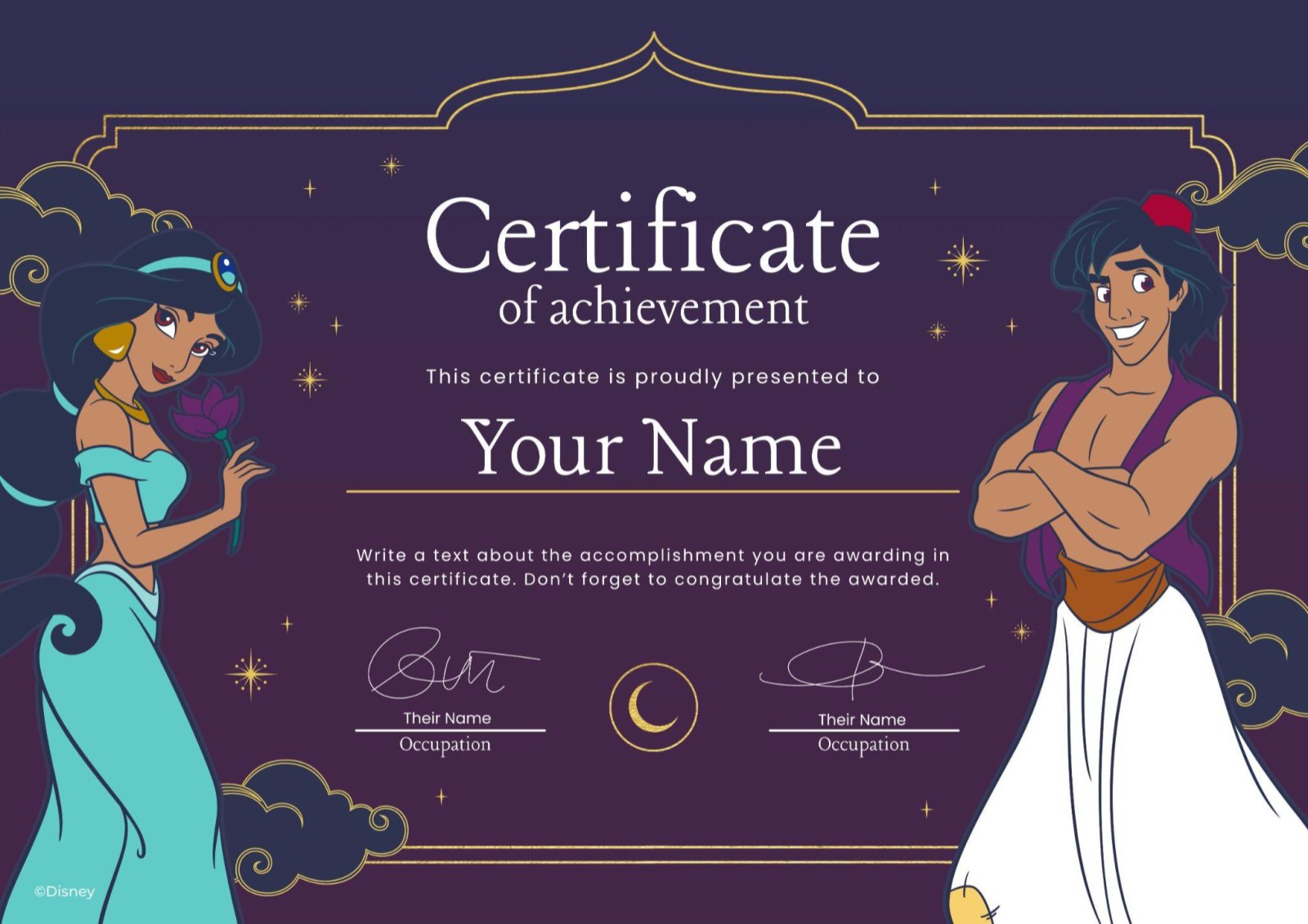 aladdin-jasmine-certificate-presentation for Free Printable Princess Jasmine Invitation Template Aladdin & Jasmine Certificate Presentation for Free Printable Princess Jasmine Invitation Template