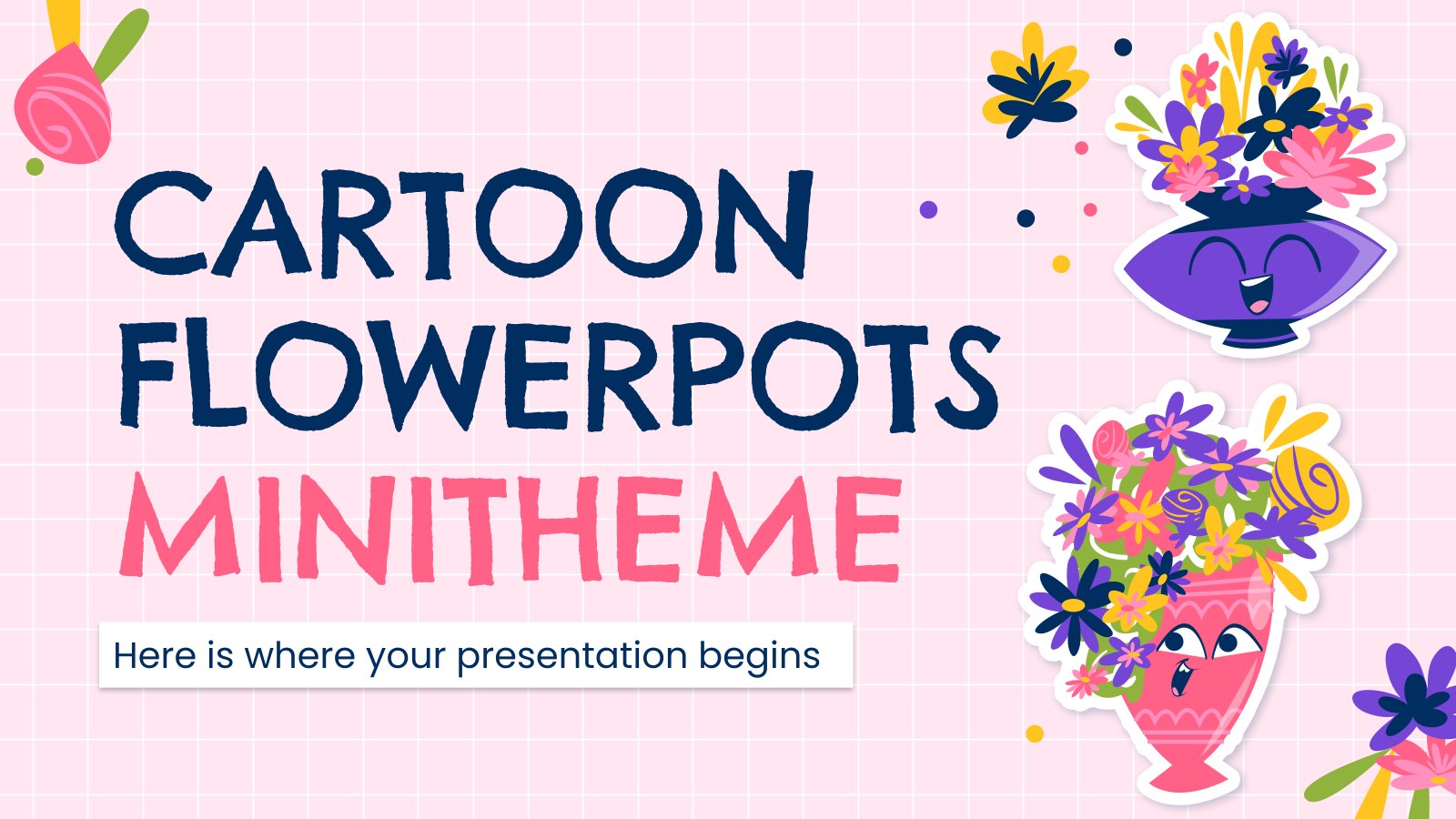 Cartoon Flowerpots Minitheme presentation template 