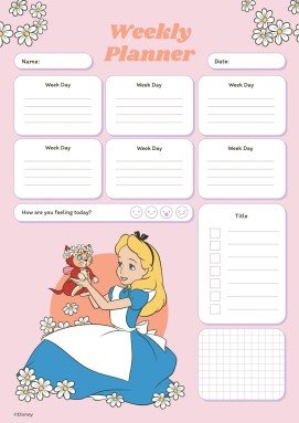 Plantilla de presentación Agenda colorida Alicia en el país de las maravillas