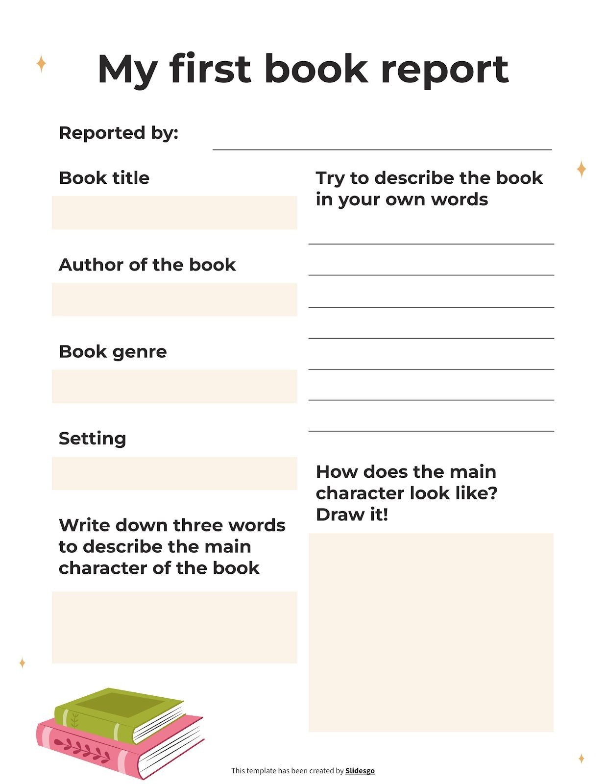 Book Report Worksheet presentation template 