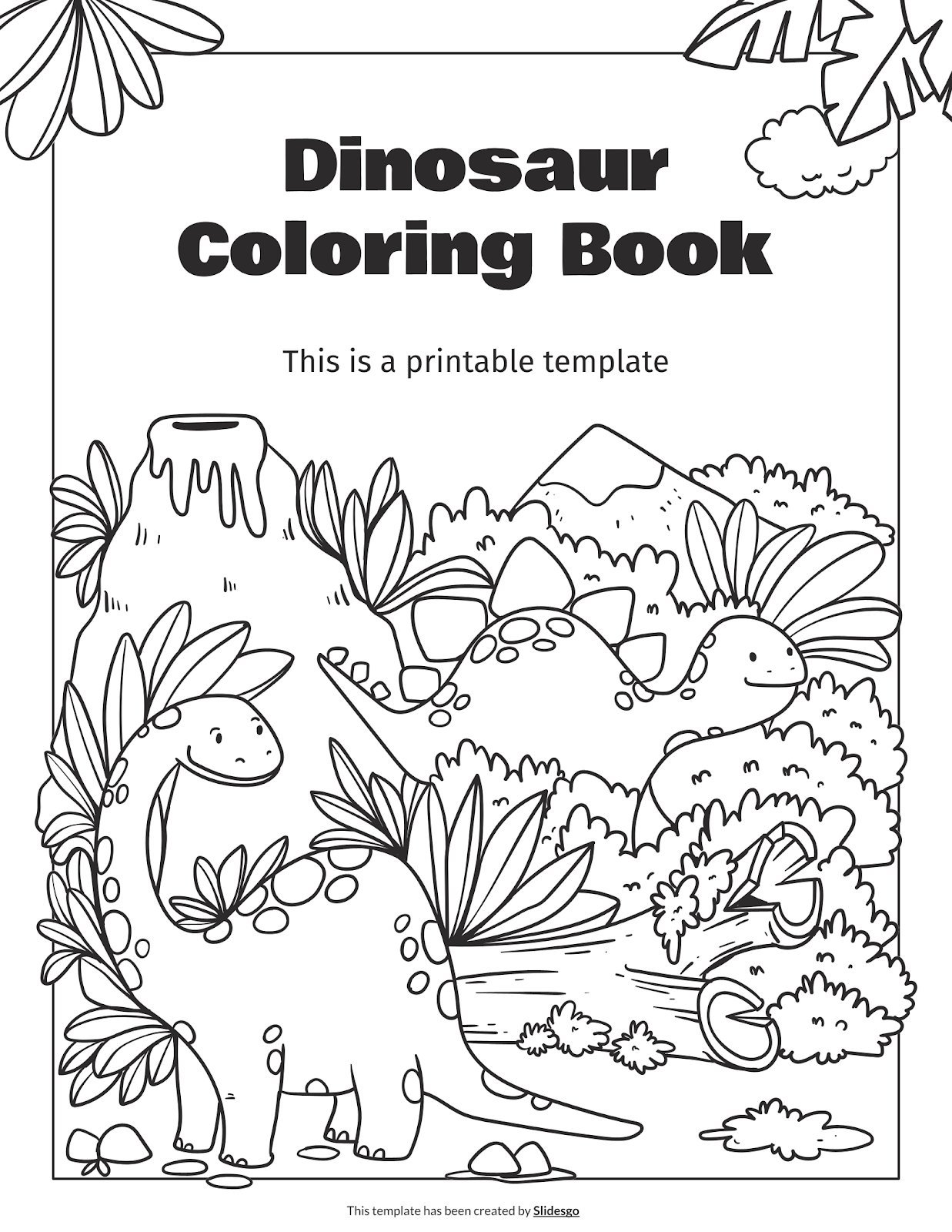 Modelo de apresentação Livro para colorir de dinossauros