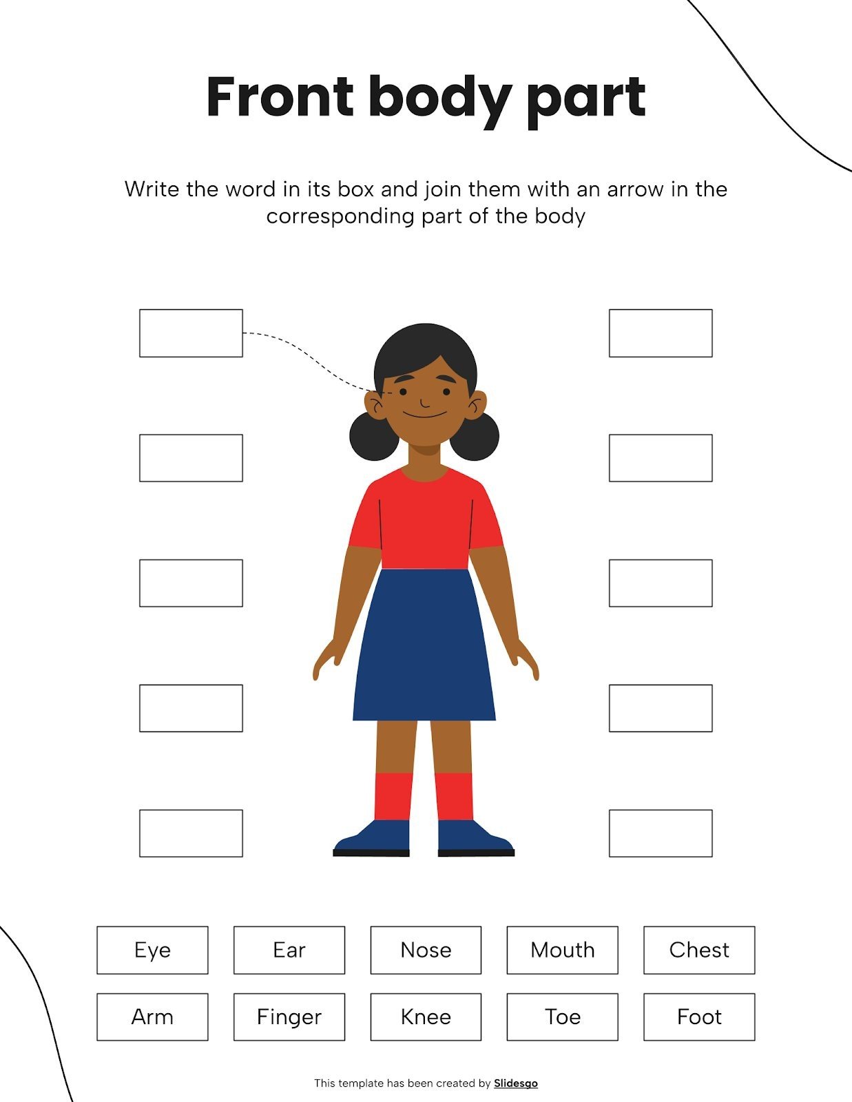 Body parts Worksheet presentation template 
