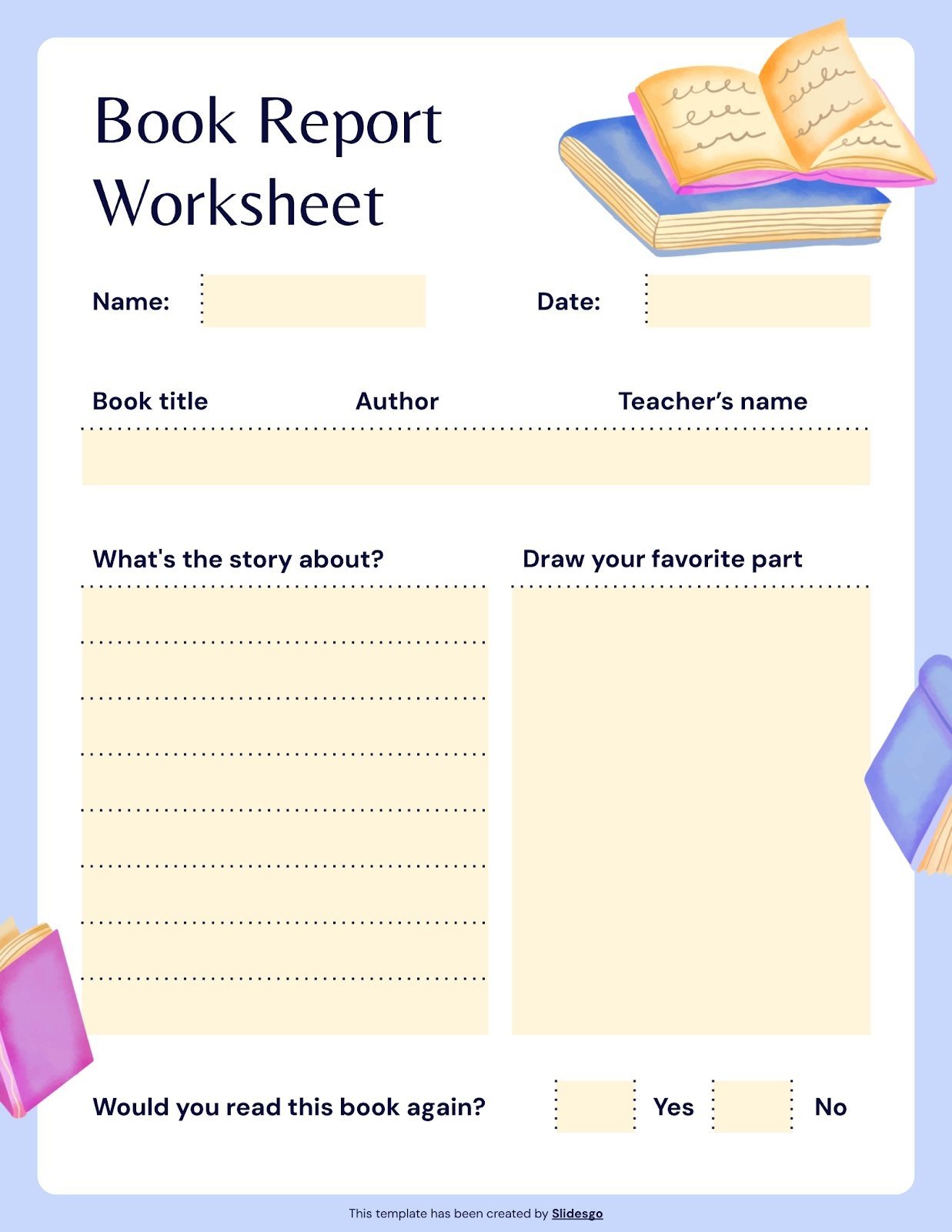 Book Report Worksheet Presentation