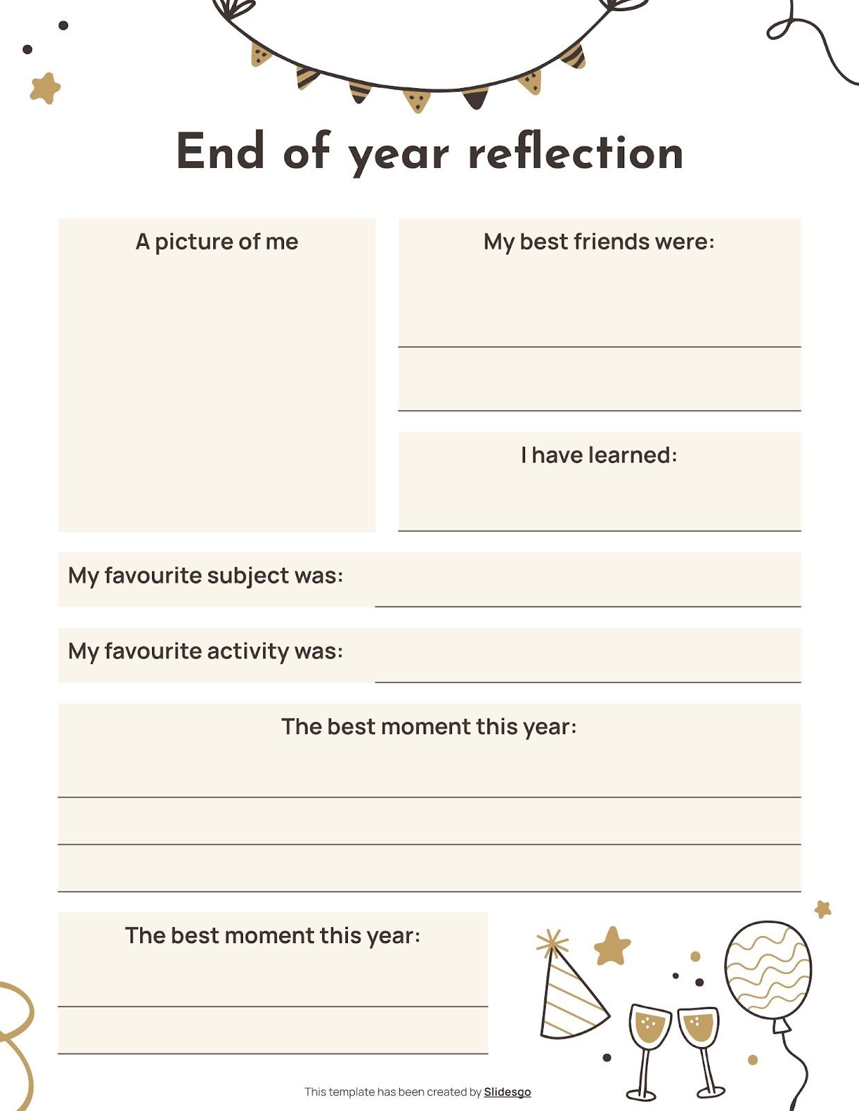 End of the year exit ticket Worksheet presentation template 