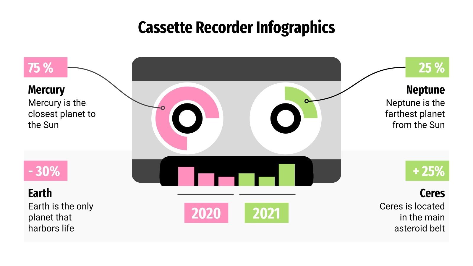Cassette Recorder Infographics Google Slides & PPT template