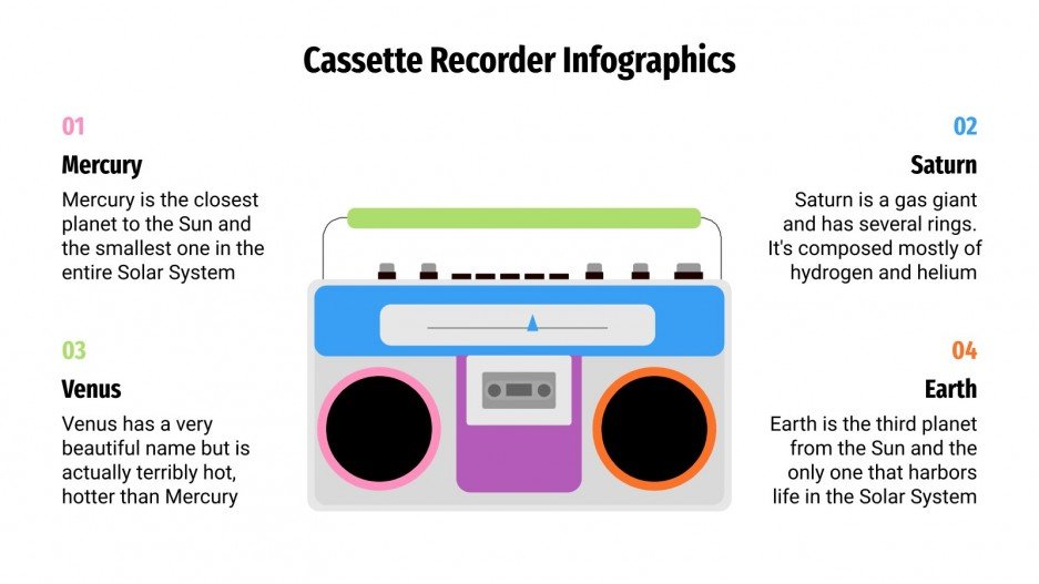 Cassette Recorder Infographics Google Slides & PPT template