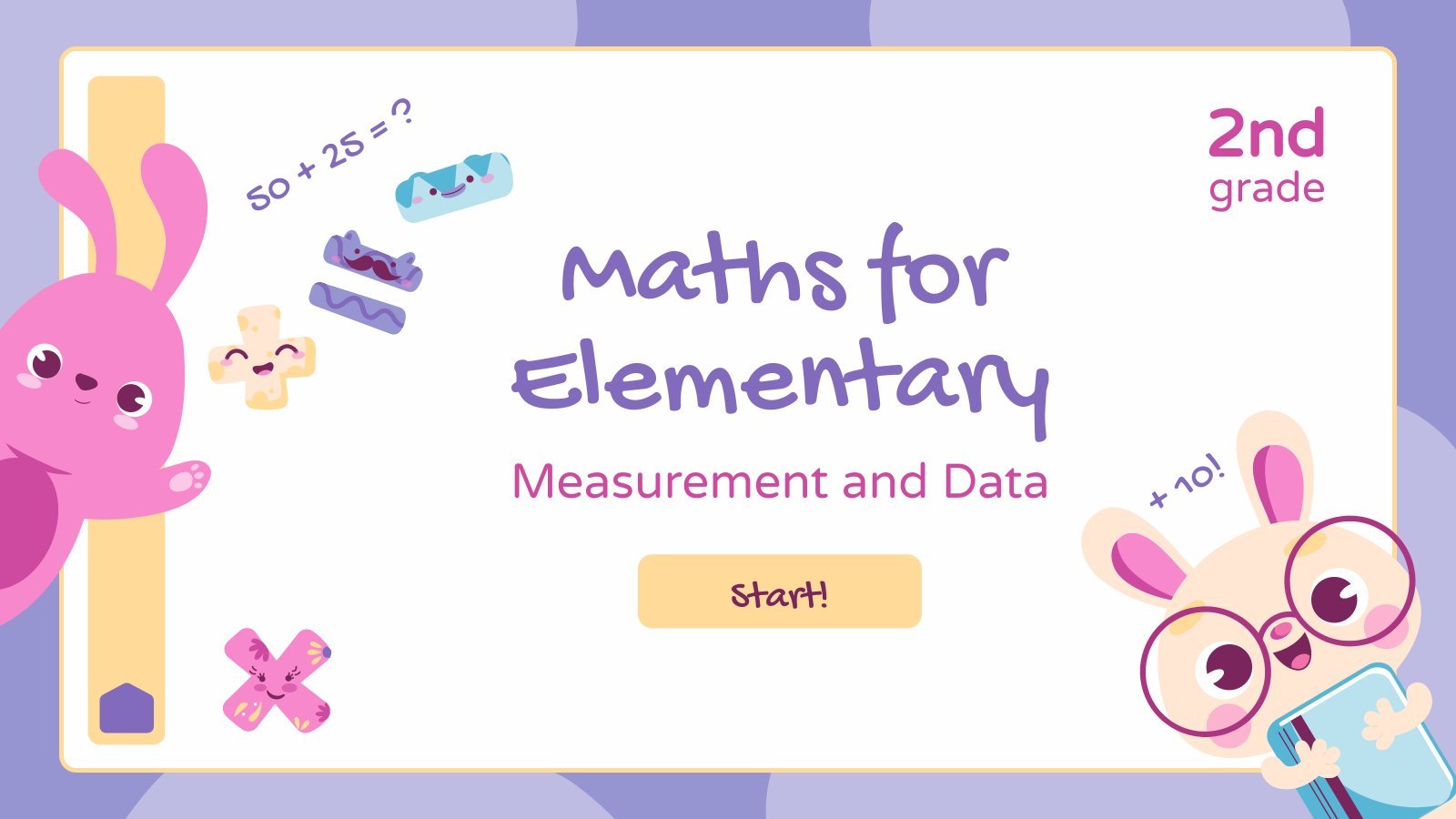 Plantilla de presentación Matemáticas para 2º de primaria - Medidas y datos