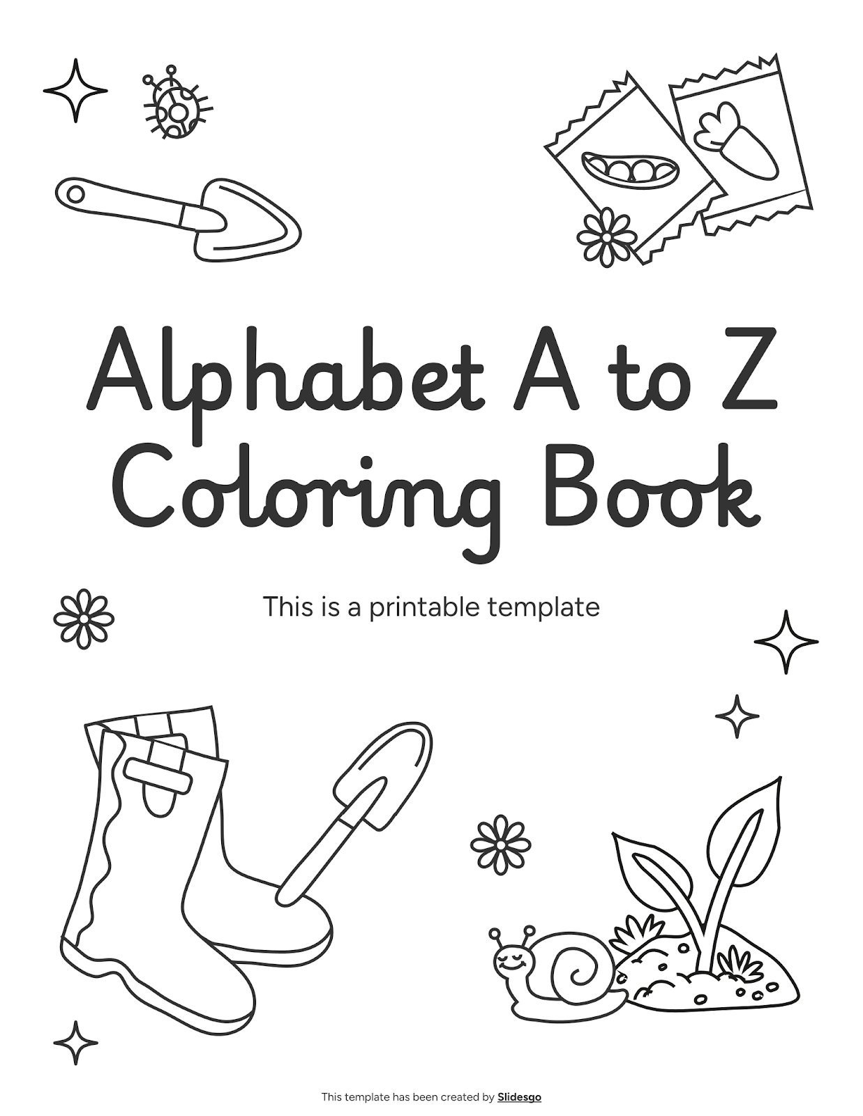 Alphabet A to Z Coloring Book Template