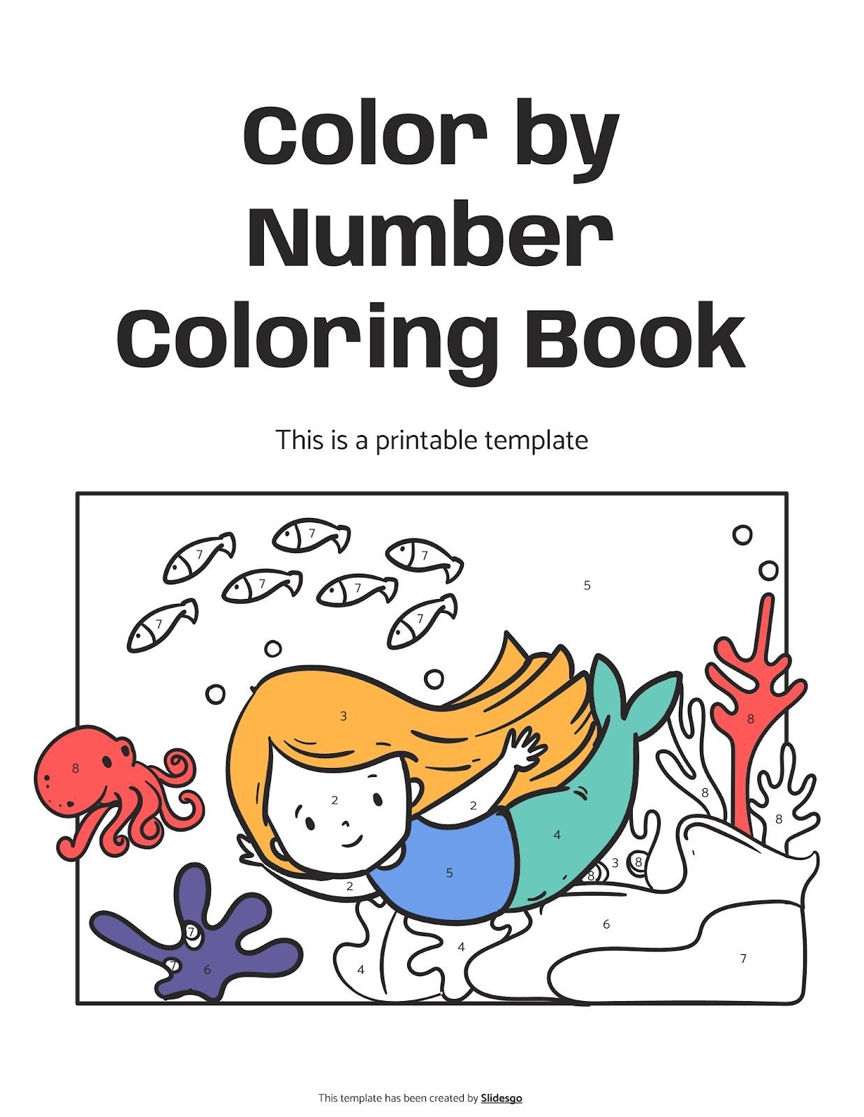 Color by Number Coloring Book Template