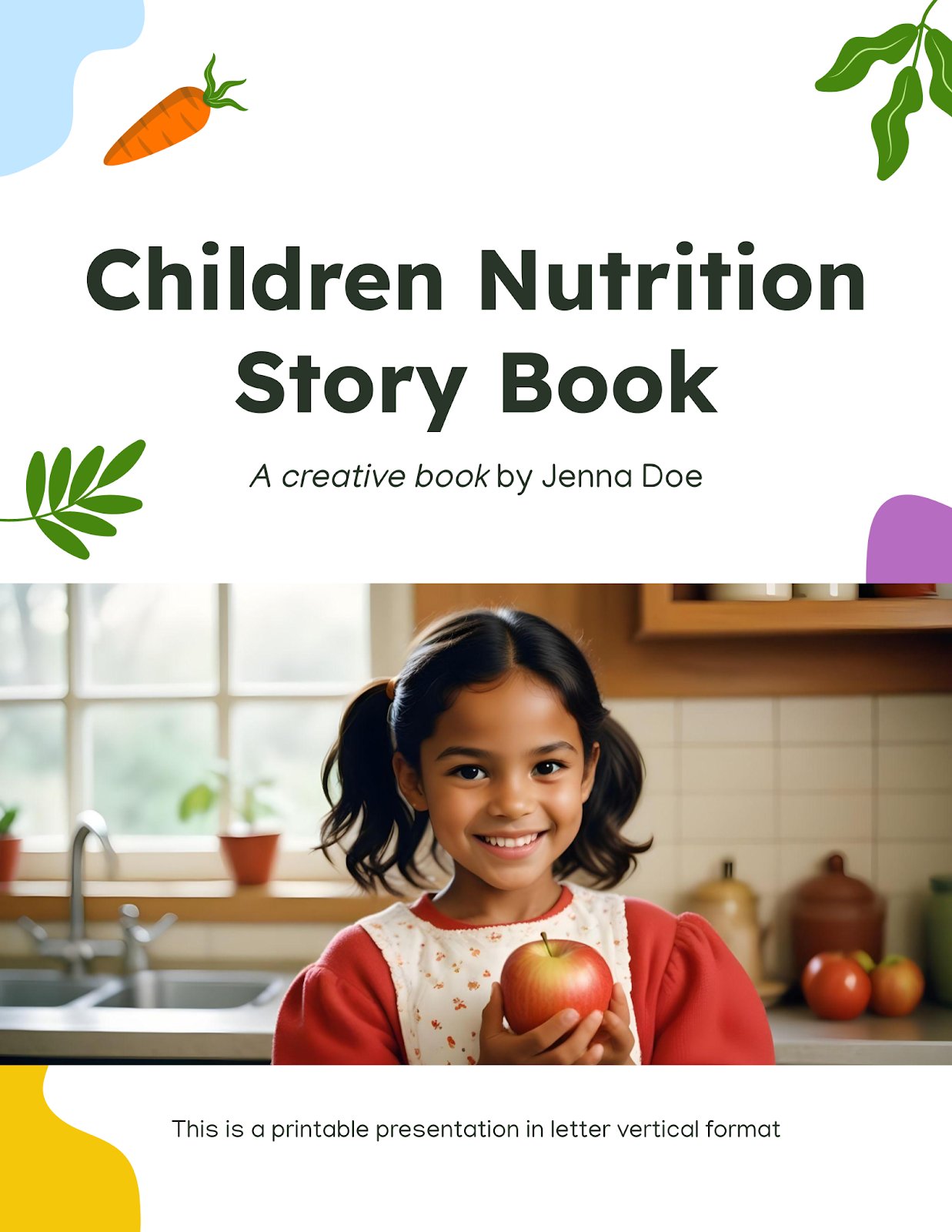 Modelo de apresentação Livro de histórias sobre nutrição infantil