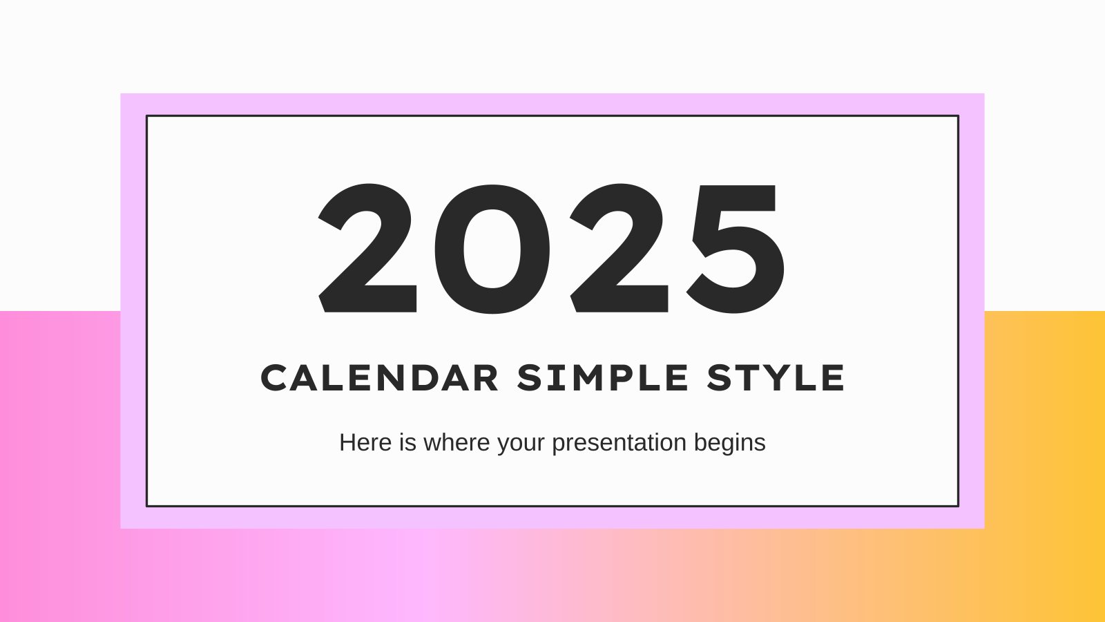 Style simple du calendrier 2025 Modèles de présentation