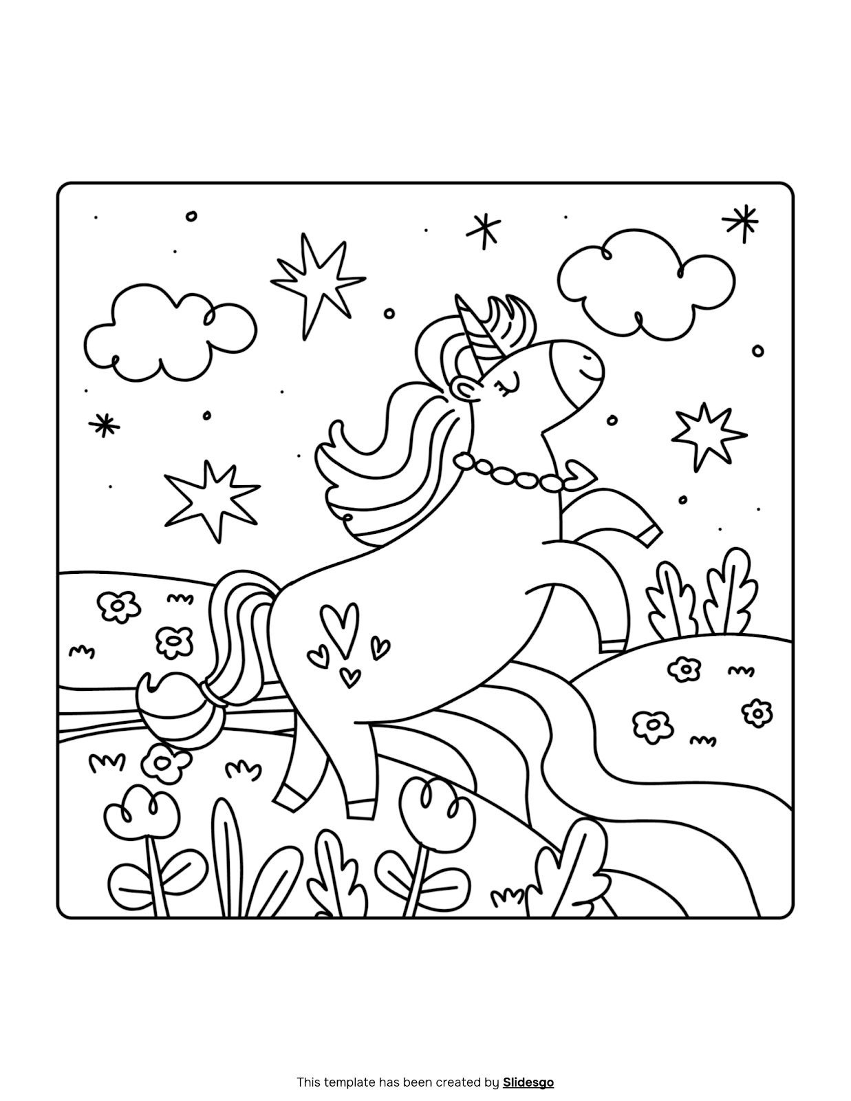 Unicorn Coloring Book Template