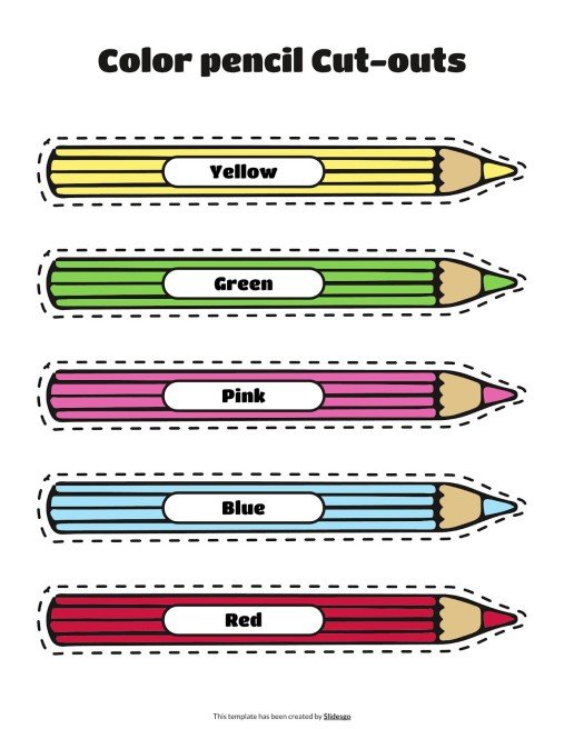 Color Pencil Cut outs Template