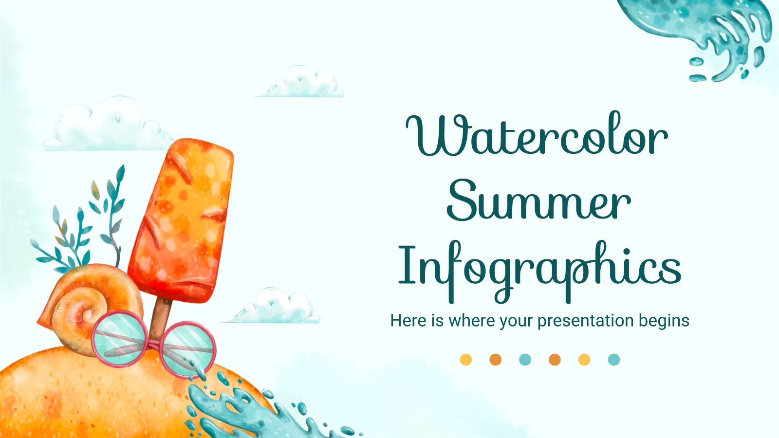 Watercolor Summer Infographics presentation template 